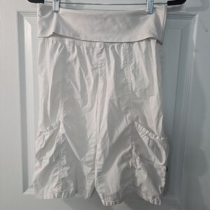 XCVI Wearables White Cargo Bermuda Pants Shorts Cropped Cotton Blend Size Large‎